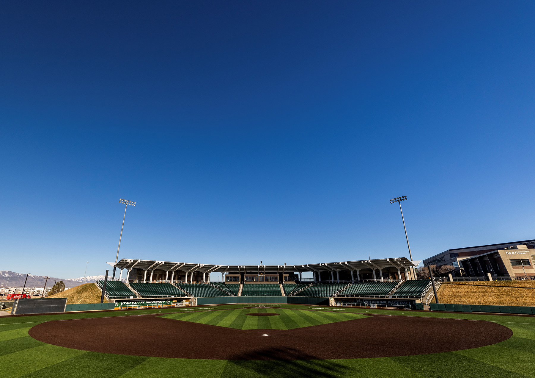 UCCU Baseball Park viewing from the outfield looking toward the stadium seating.